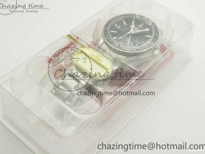 0312 Chic Planet Ocean 600M Co-Axial GMT 43.5mm VSF 1:1 Best Edition Black Dial Silver Markers on SS Bracelet A8605 Super Clone 8025